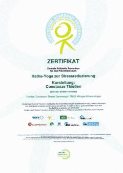Zertifikat Stressreduzierung